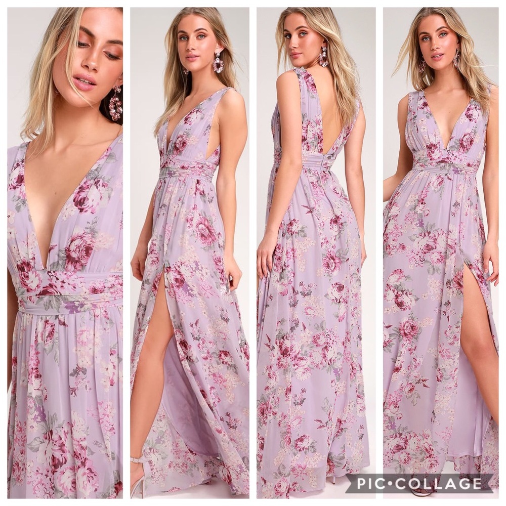 Lavender Floral Print Gown